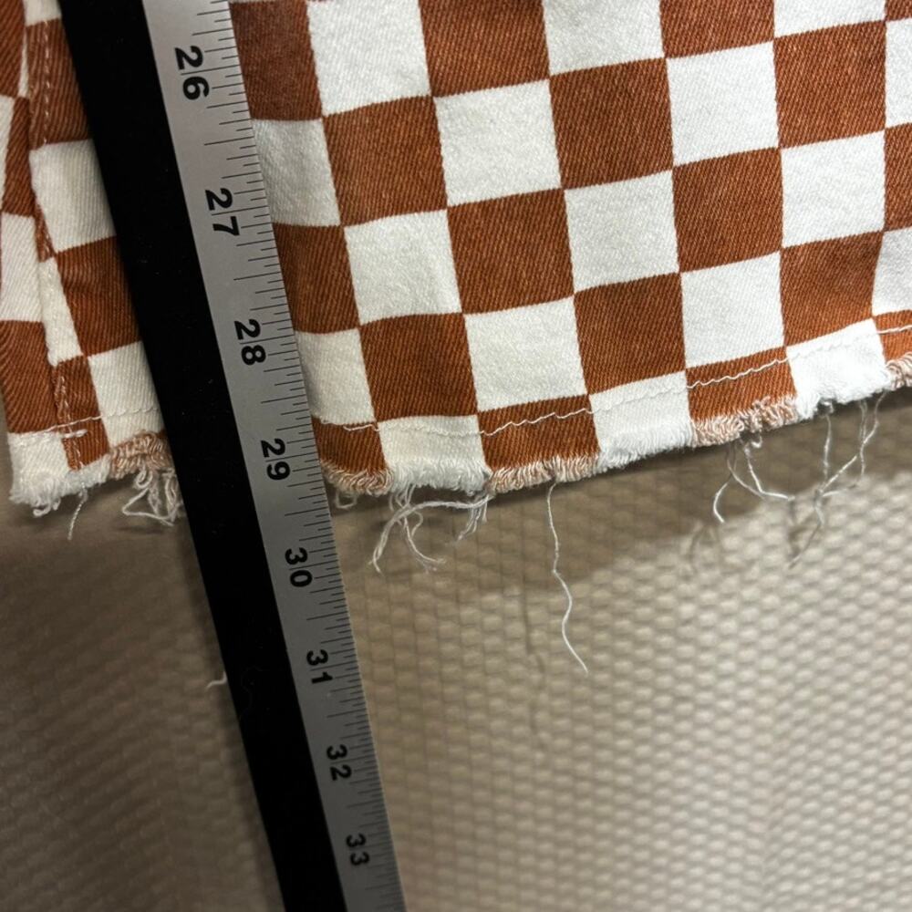 Blue B Collection Checkerboard Bell Bottom Jeans Women's Small Brown White Flare - Picture 6 of 8